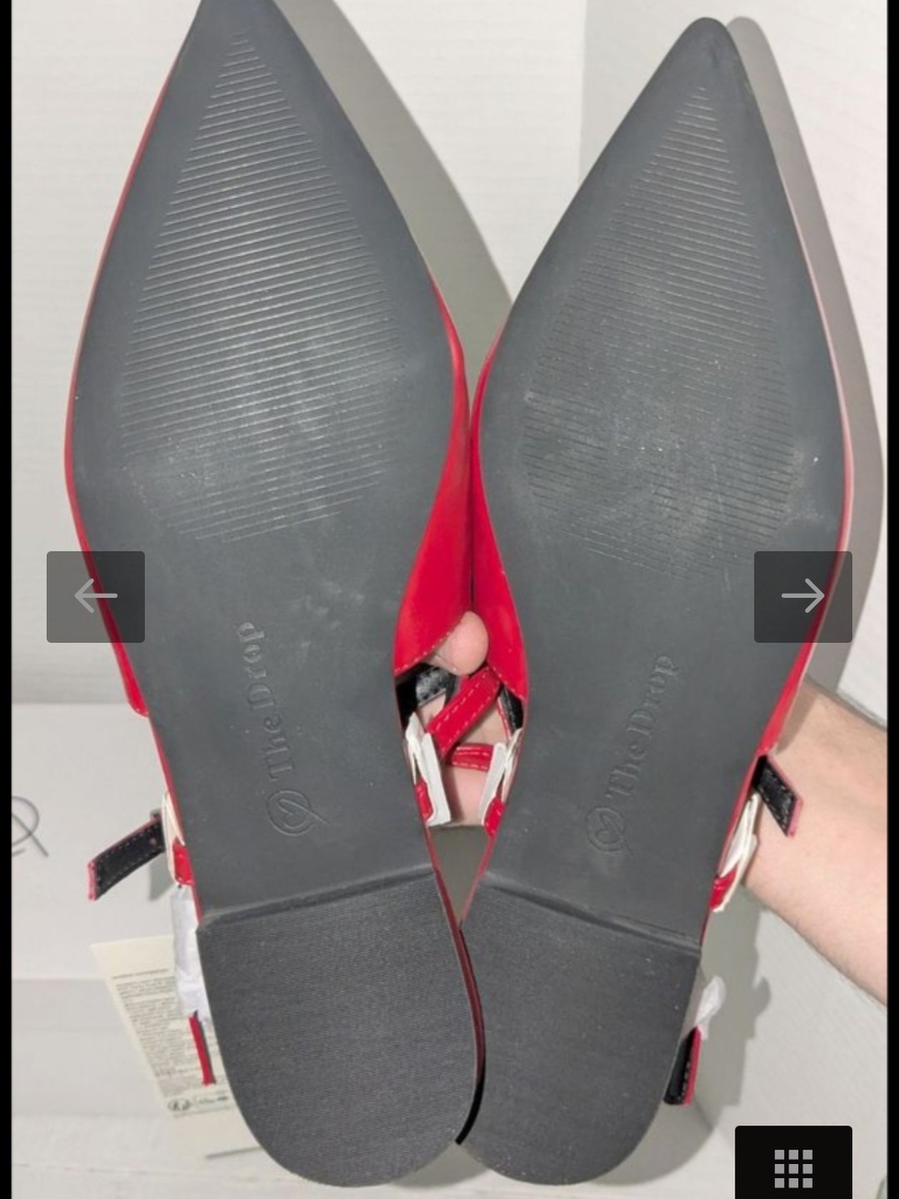 New Ladies Red Slingback Flats, Tamie Style, The Drop Brand, Size 7 1/2 - Picture 3 of 4